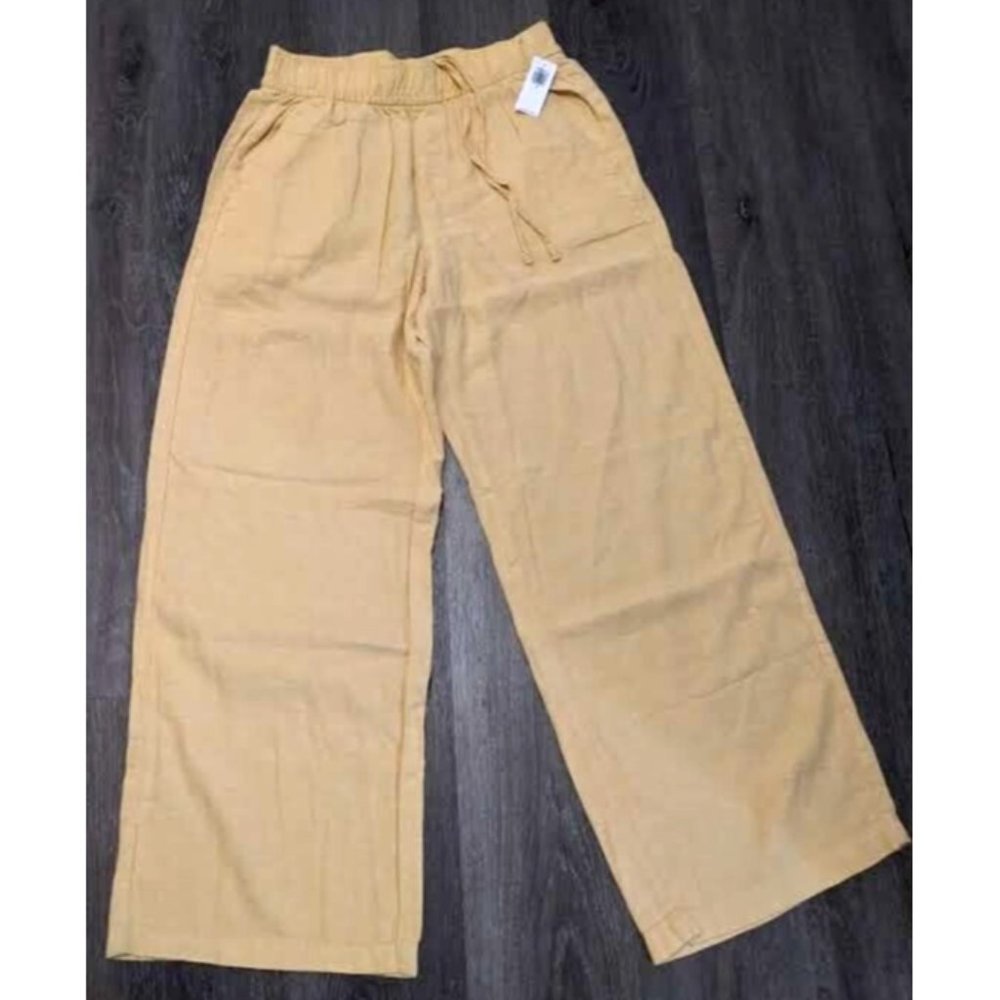 Yellow NWT Old Navy Womens Linen Pants High Rise Wide Leg Size XS